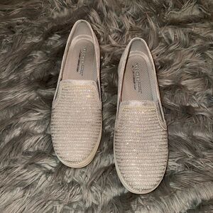 Skechers Silver Pearl and Rhinestone Slip-On Shoes